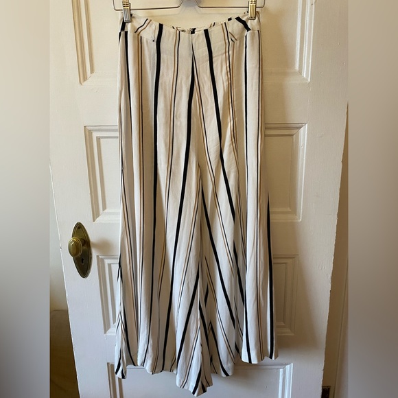 🌻Anthropologie White Striped Whited Wide Leg Pants - Picture 2 of 12